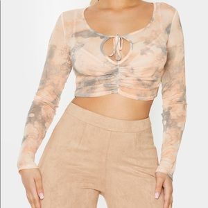 PrettyLittleThing Marble Print Crop Top